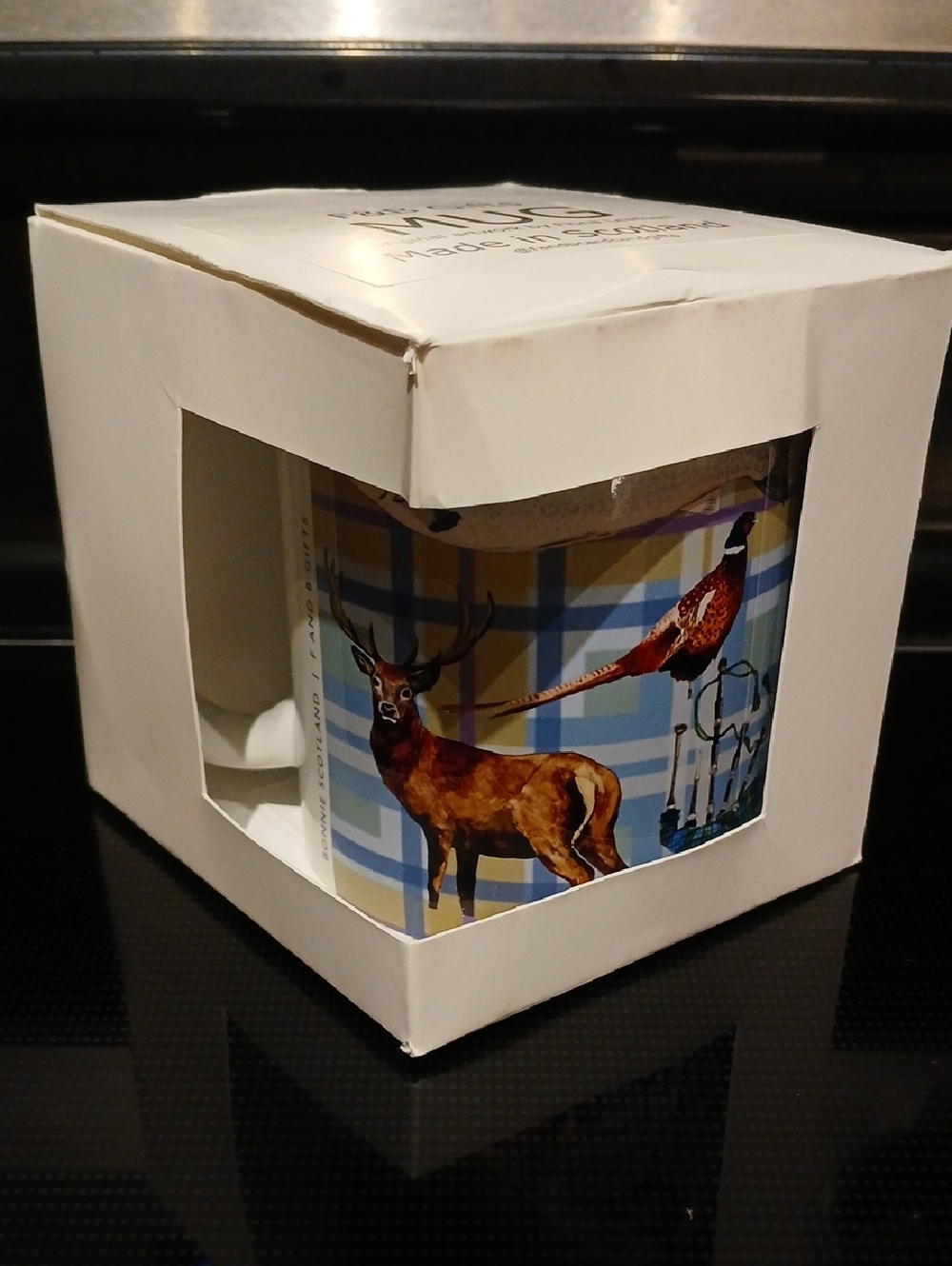 Plaid Wildlife Ceramic Mug - Blue
